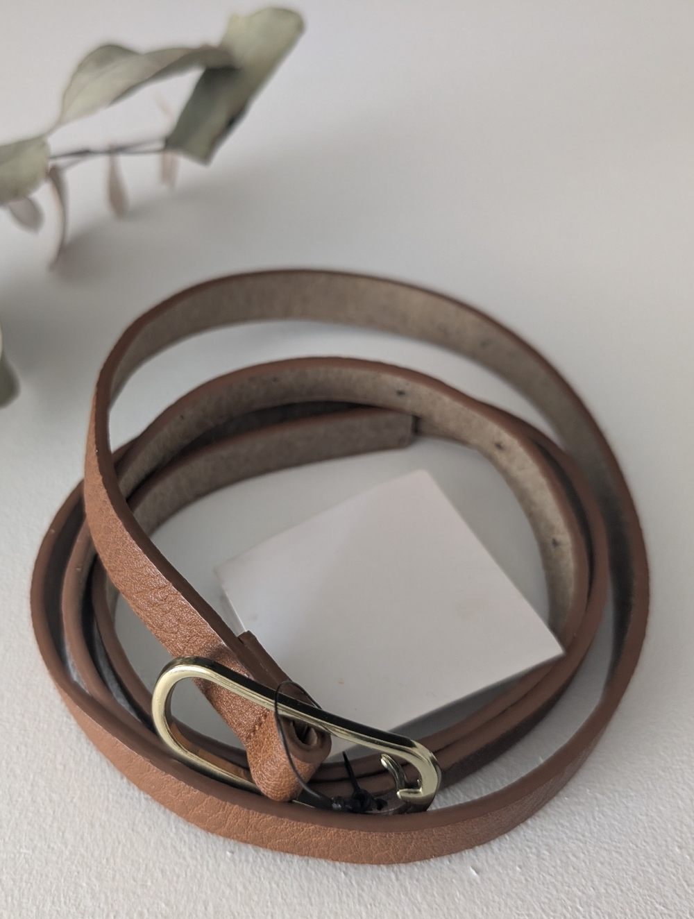 Women's Thin 1/2"  Brown Faux Leather Belt